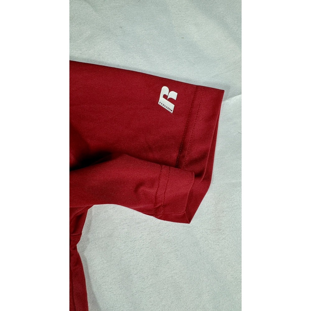 NCAA Oklahoma Sooners OU Russell Size L Red Polyester Big Logo Polo Golf‎ Shirt - Picture 7 of 9